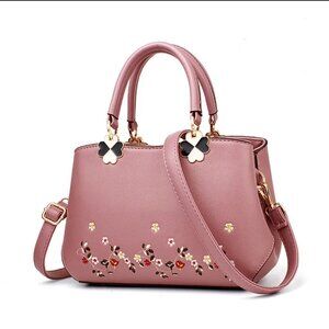 Blush Pink Floral Accent Handbag